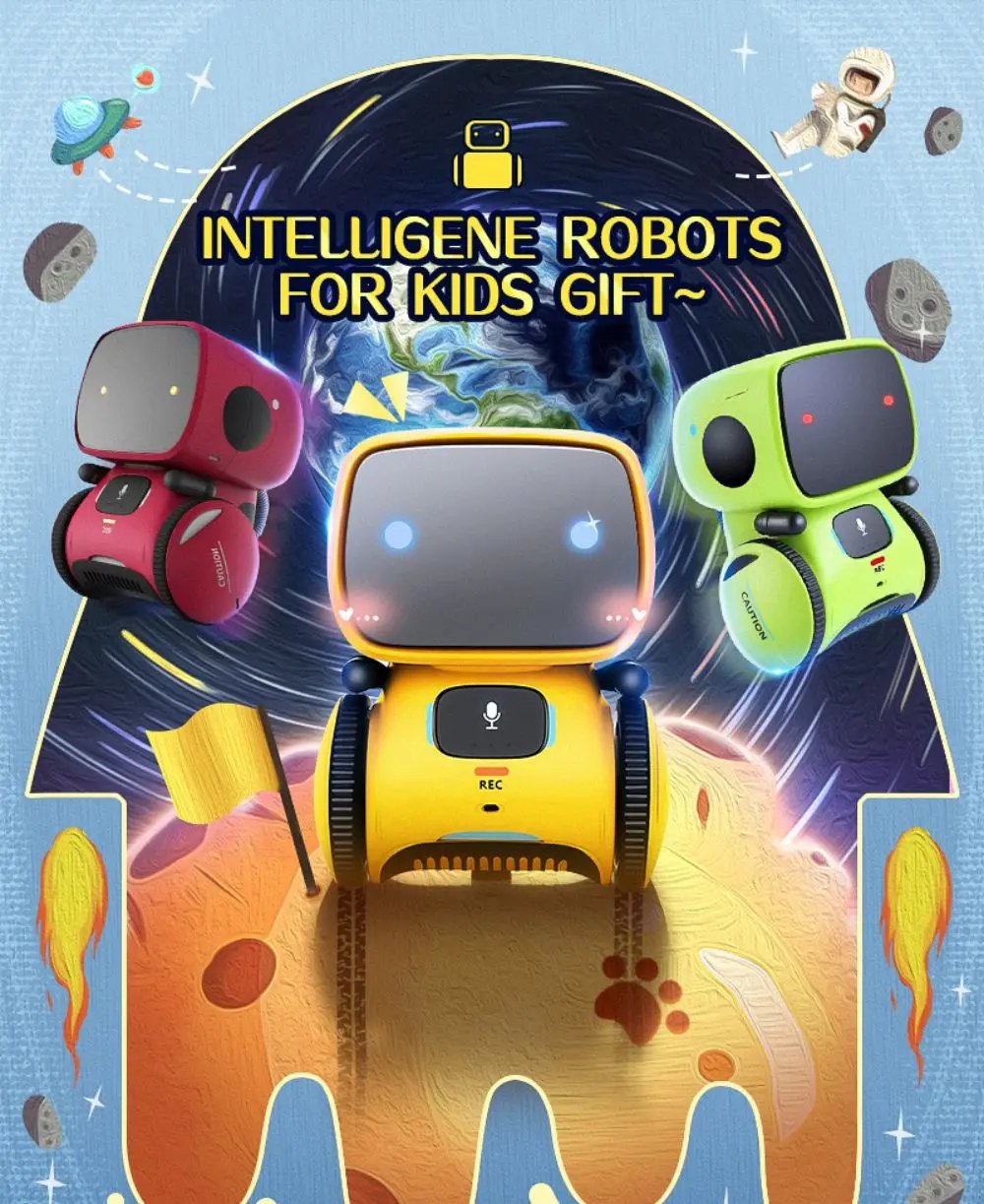 Emo Robot Intelligent Robots Russian & English & Spanish Version Voice & Touch control Toys Interactive Educational Children's G