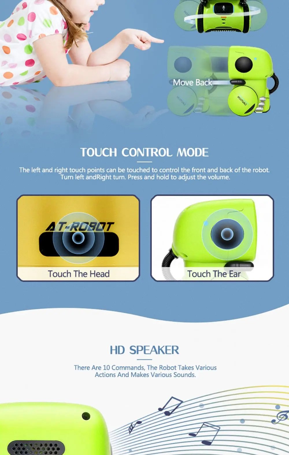 Emo Robot Intelligent Robots Russian & English & Spanish Version Voice & Touch control Toys Interactive Educational Children's G