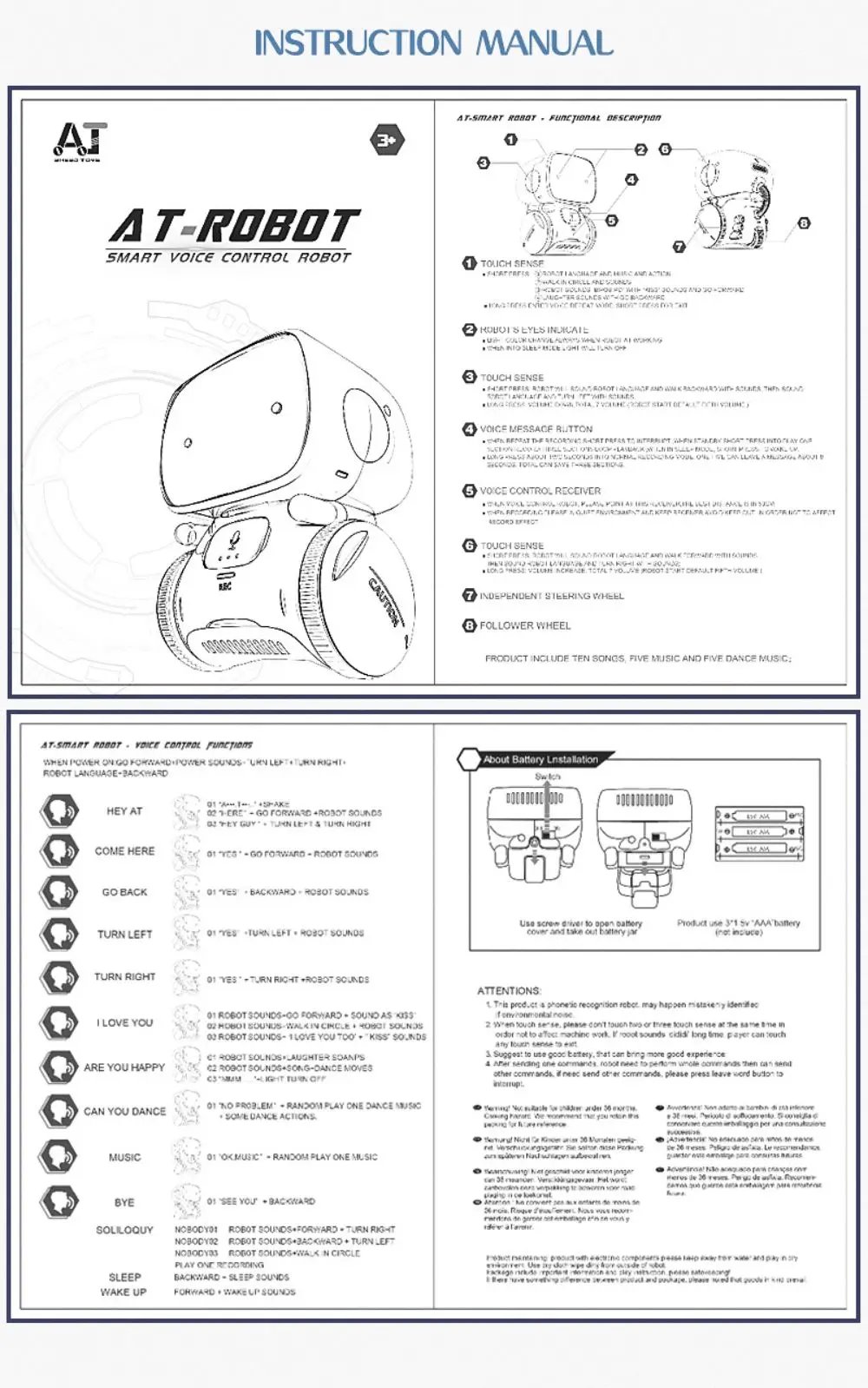 Emo Robot Intelligent Robots Russian & English & Spanish Version Voice & Touch control Toys Interactive Educational Children's G