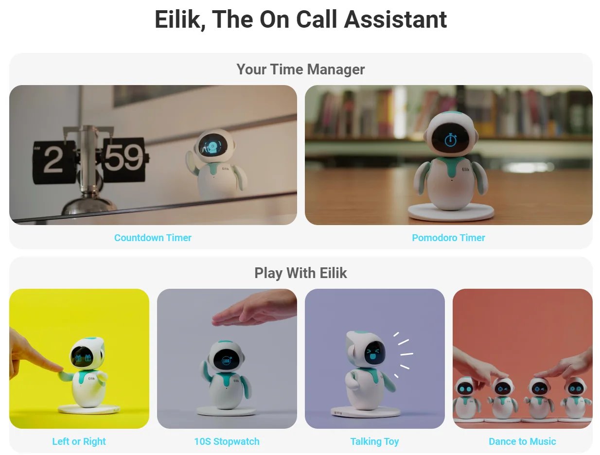 EMO Emoticons Eilik Smart Robot Electronics Automation AI Desktop Pet Intelligence Touch Interactive Mode Multi Functional Robot