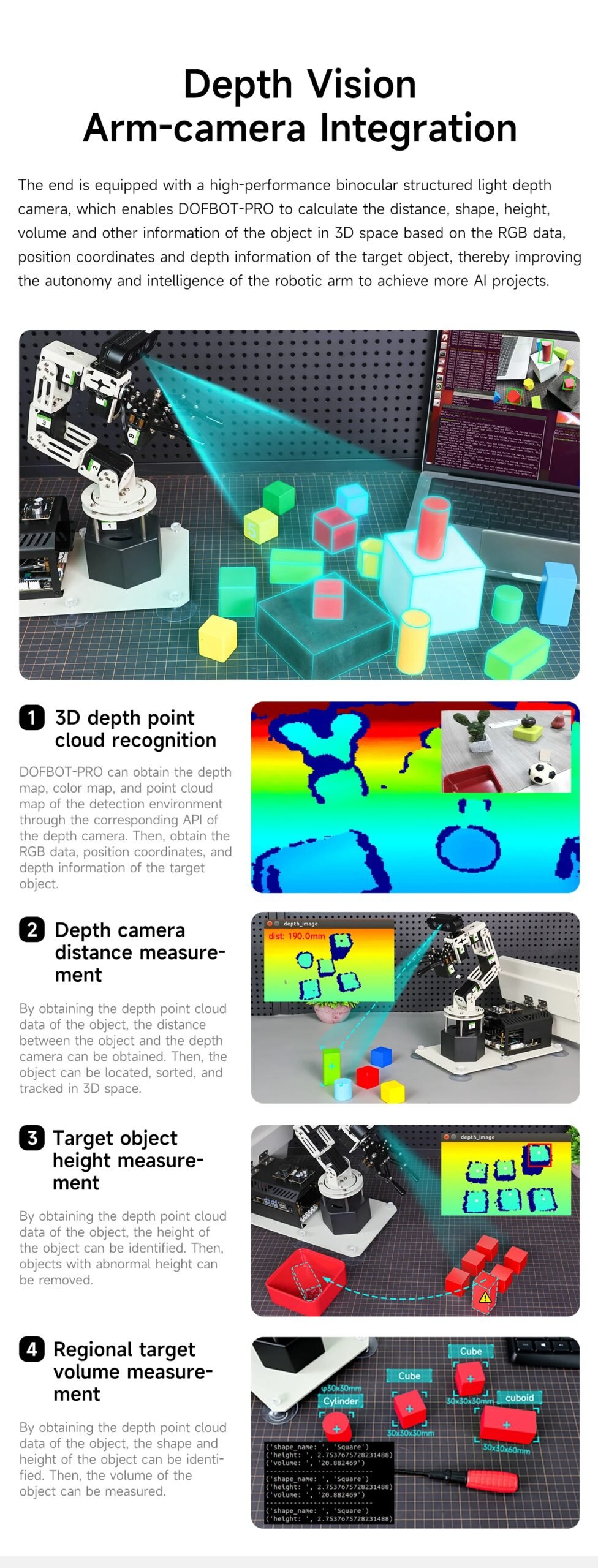 Yahboom DOFBOT PRO Robotic Arm AI Large Model ROS Open Source Support 3D Depth Point Cloud Recognition Gripping For Orin SUPER