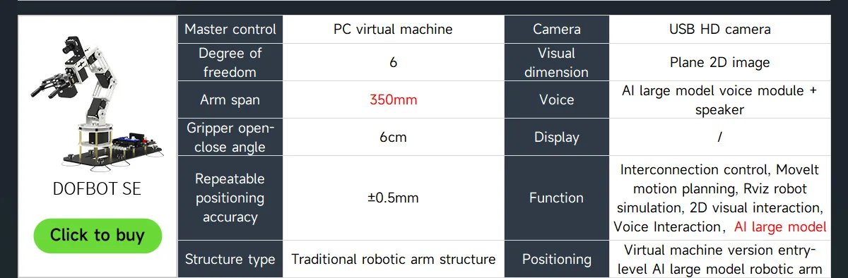 Yahboom DOFBOT PRO Robotic Arm AI Large Model ROS Open Source Support 3D Depth Point Cloud Recognition Gripping For Orin SUPER