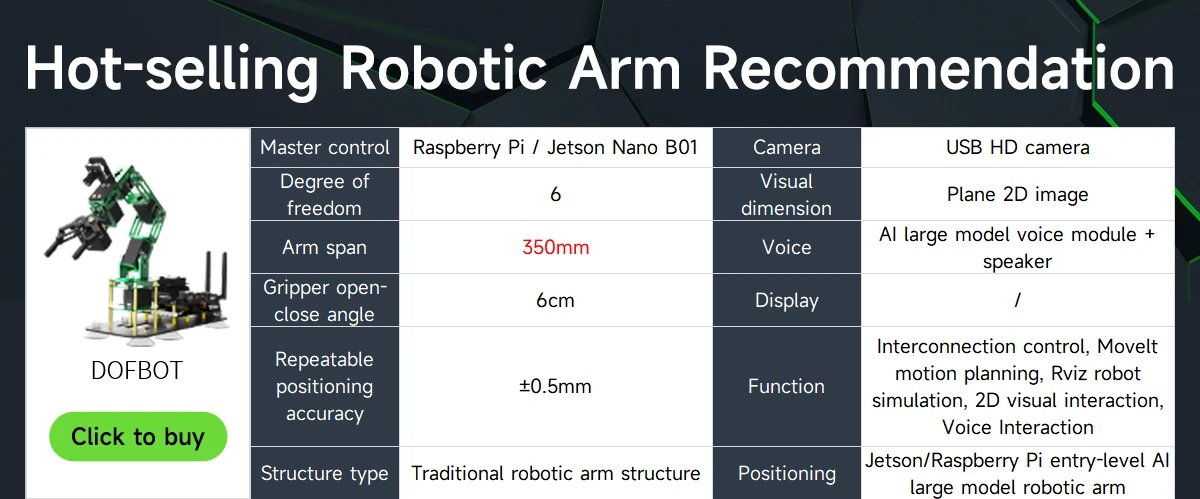 Yahboom DOFBOT PRO Robotic Arm AI Large Model ROS Open Source Support 3D Depth Point Cloud Recognition Gripping For Orin SUPER