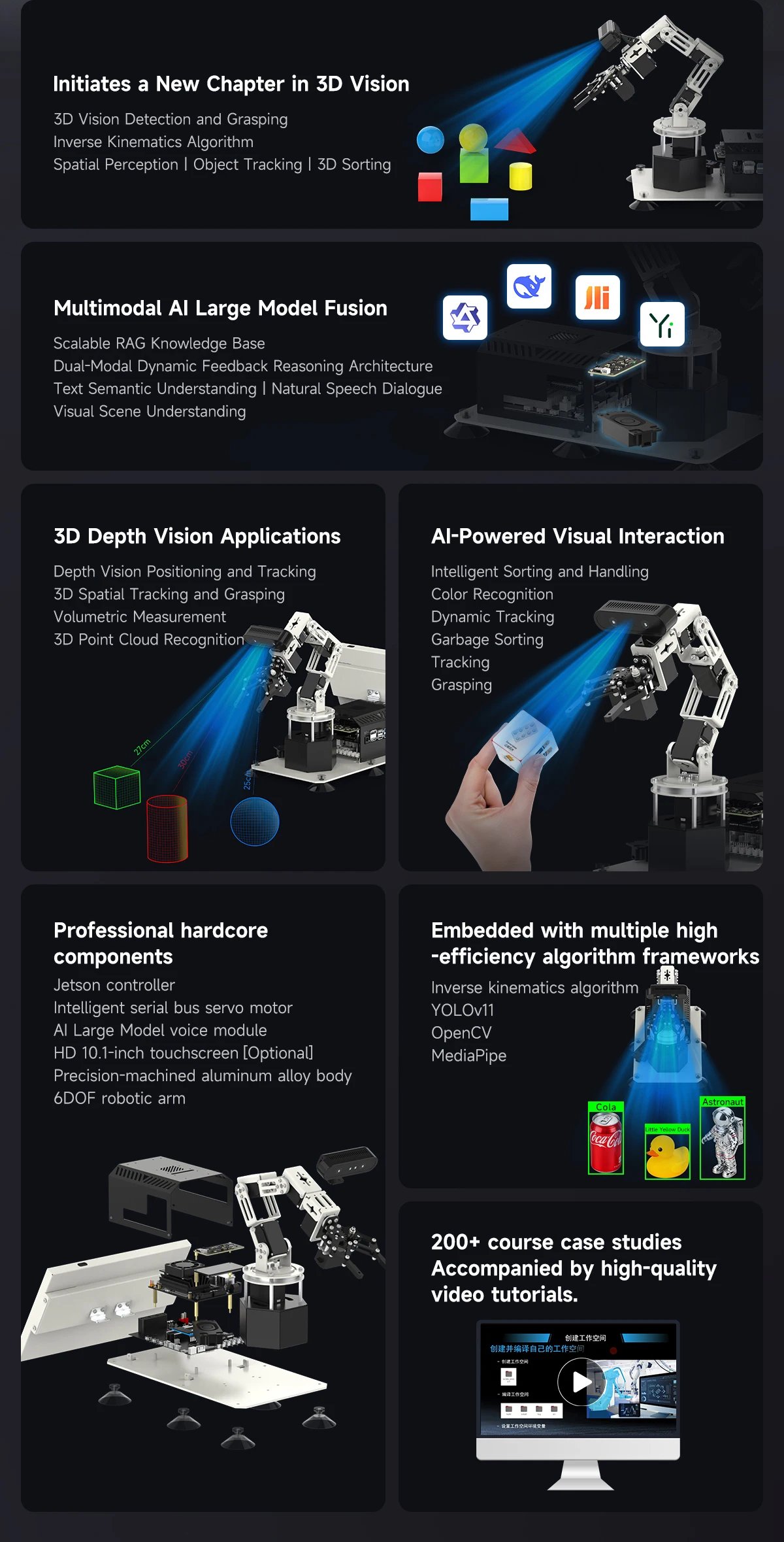 Yahboom DOFBOT PRO Robotic Arm AI Large Model ROS Open Source Support 3D Depth Point Cloud Recognition Gripping For Orin SUPER