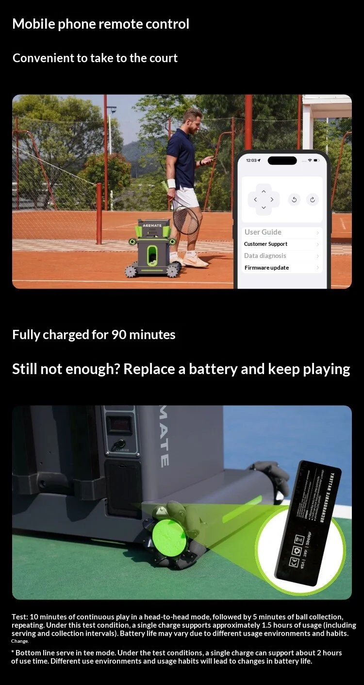 Acemate Tennis Robot AI Smart Robot AI Analysis Suggestion 17 Training Modes Intelligent Serve Wireless Intelligence Gifts