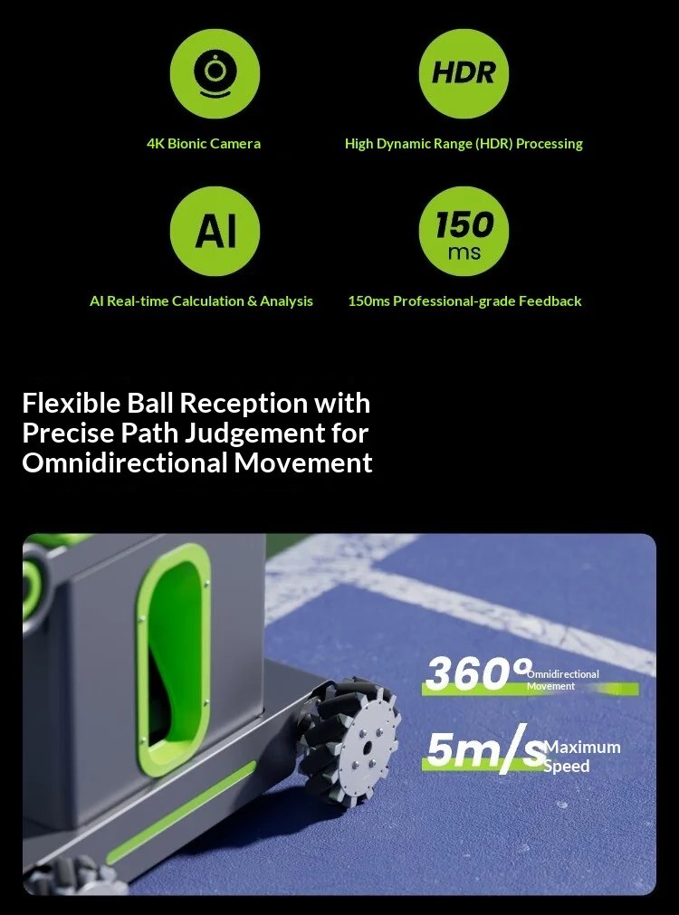 Acemate Tennis Robot AI Smart Robot AI Analysis Suggestion 17 Training Modes Intelligent Serve Wireless Intelligence Gifts
