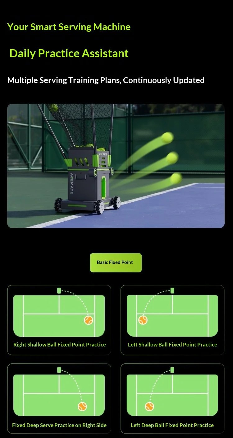Acemate Tennis Robot AI Smart Robot AI Analysis Suggestion 17 Training Modes Intelligent Serve Wireless Intelligence Gifts
