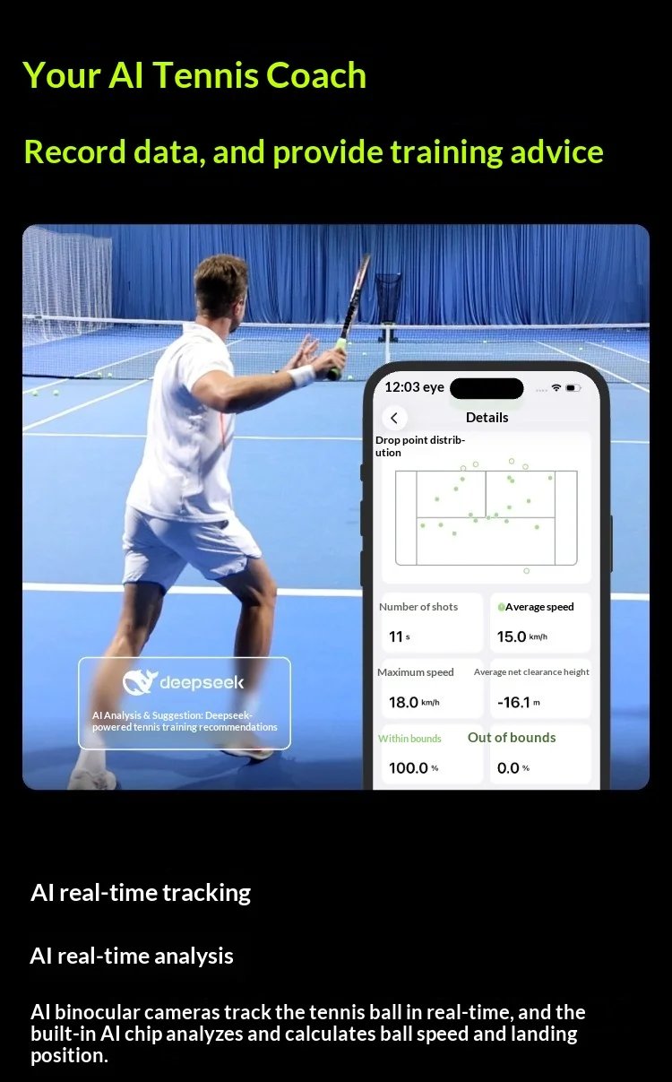 Acemate Tennis Robot AI Smart Robot AI Analysis Suggestion 17 Training Modes Intelligent Serve Wireless Intelligence Gifts