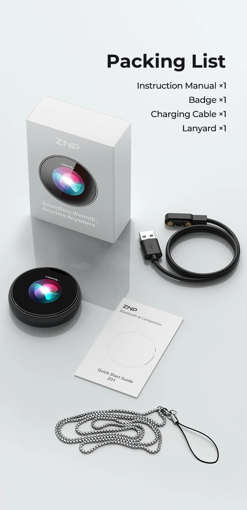 ZNP Z01 Portable Magnetic AI Voice Translator Ultra-thin Instant Professional Smart Voice Translation Display Touch Control for 150+ Languages 30Hrs Playback Children's Companion Robot Authentic Product for Office Use Gifting