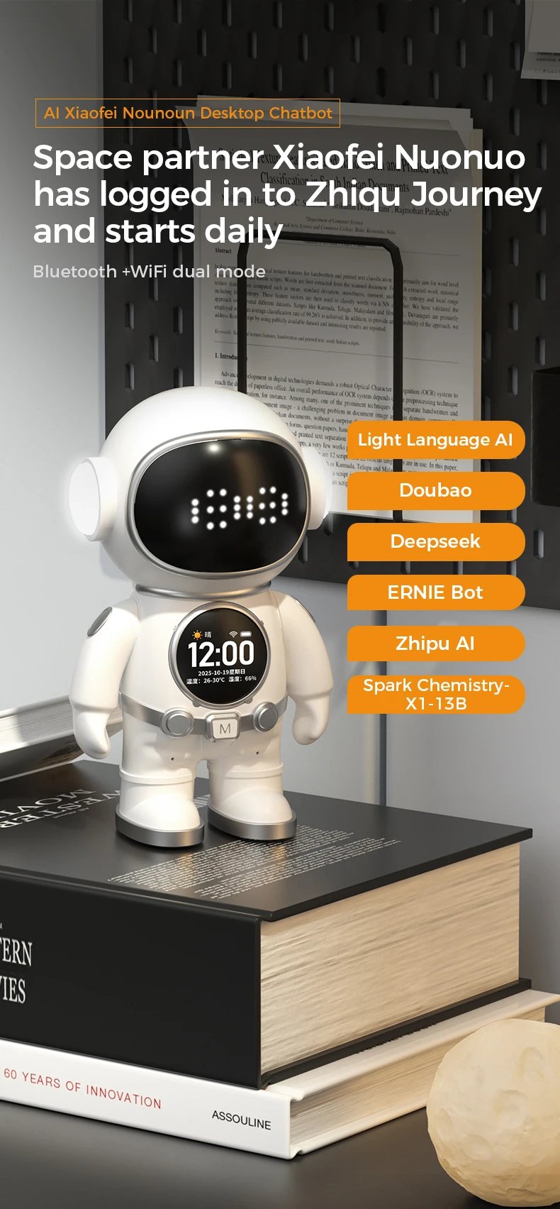 Deepseek AI Astronaut Companion Robot Smart Chat Emotional Interaction Desktop Educational Toy for Kids