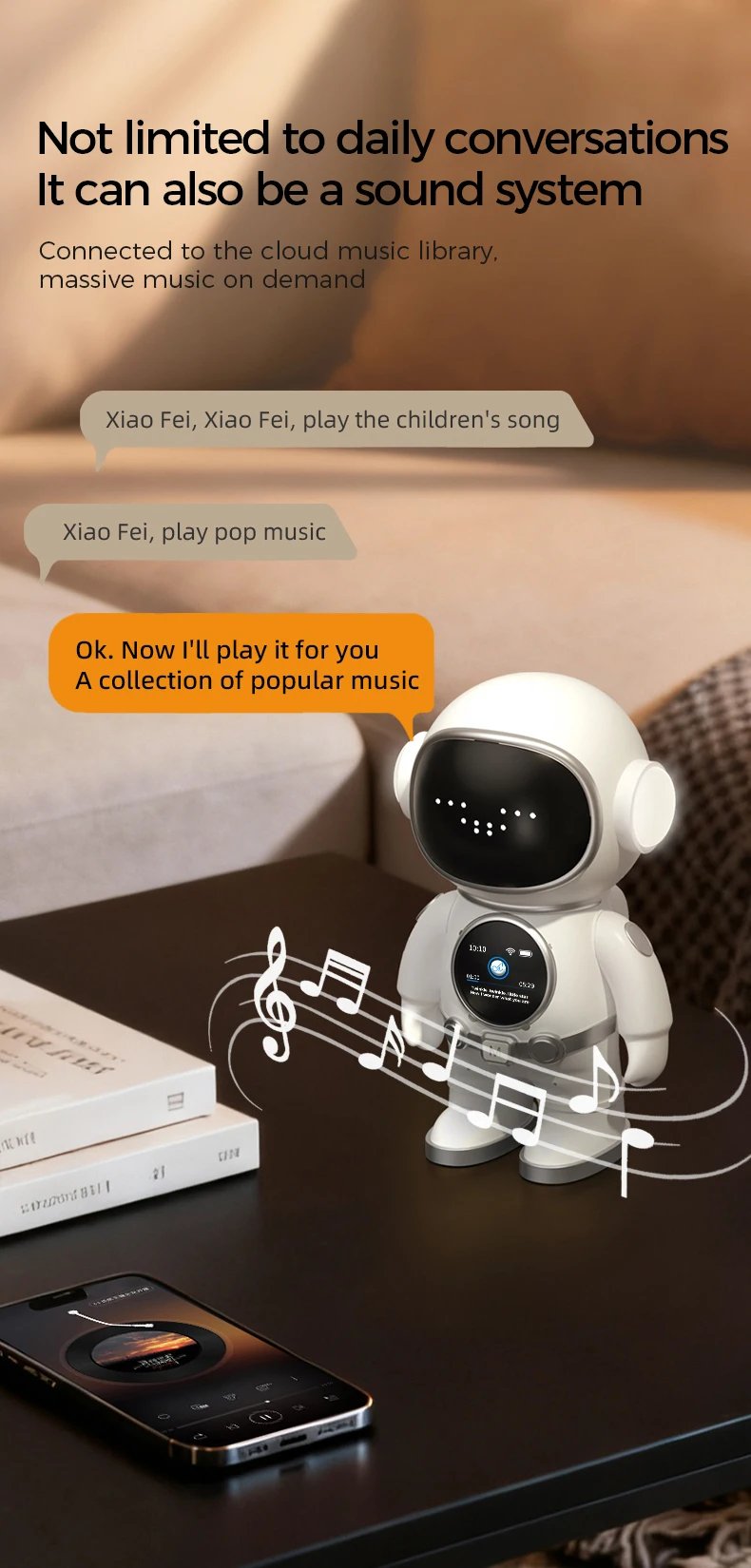 Deepseek AI Astronaut Companion Robot Smart Chat Emotional Interaction Desktop Educational Toy for Kids