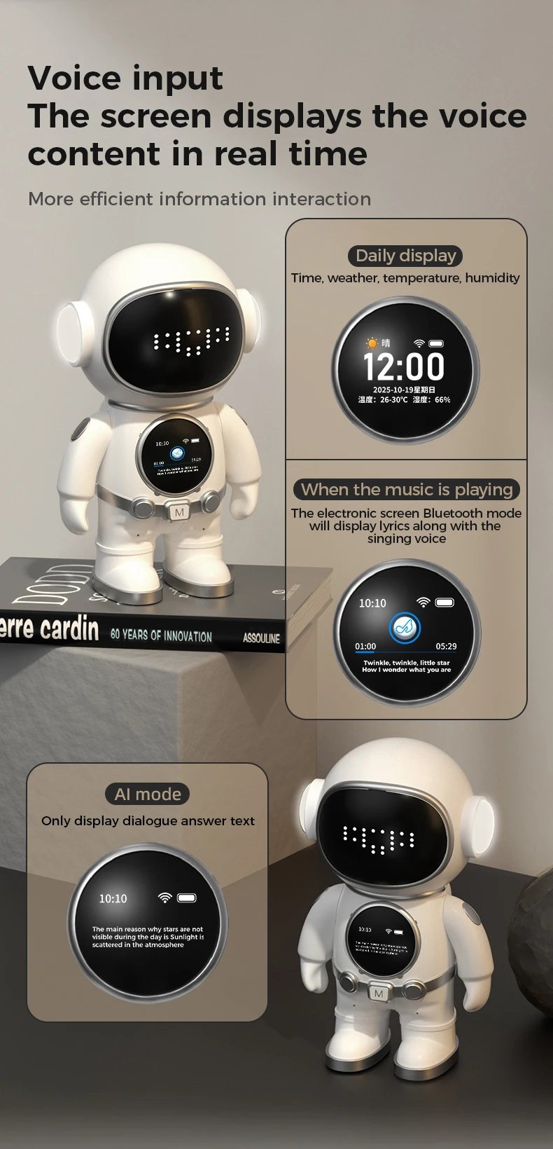 Deepseek AI Astronaut Companion Robot Smart Chat Emotional Interaction Desktop Educational Toy for Kids
