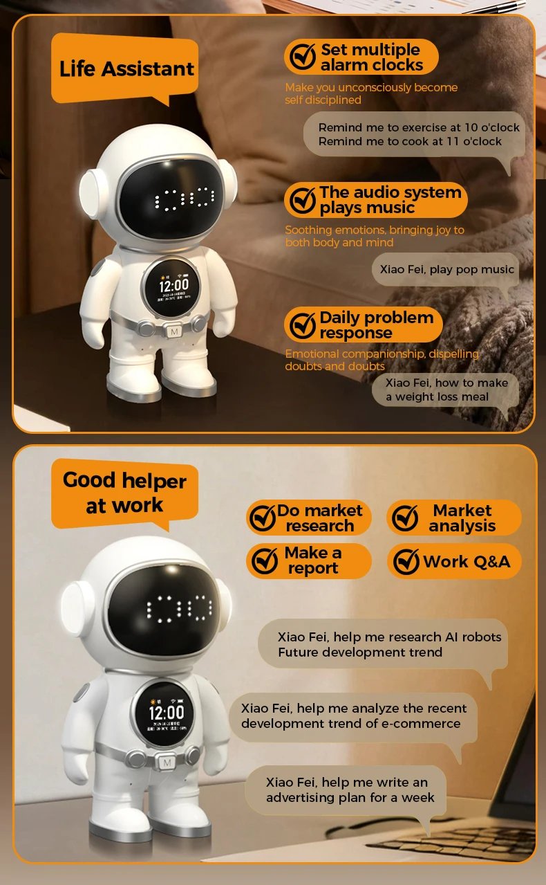 Deepseek AI Astronaut Companion Robot Smart Chat Emotional Interaction Desktop Educational Toy for Kids