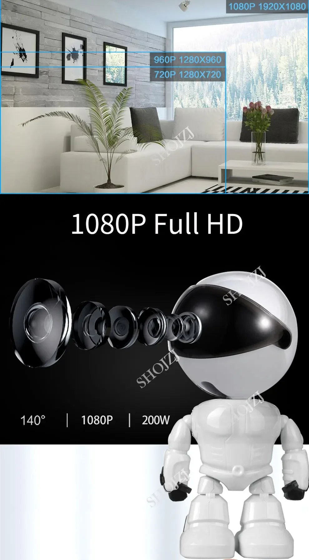 V360 Pro 3MP HD WiFi PTZ Security Camera Indoor Auto Tracking AI Detection Two-Way Audio Night Vision