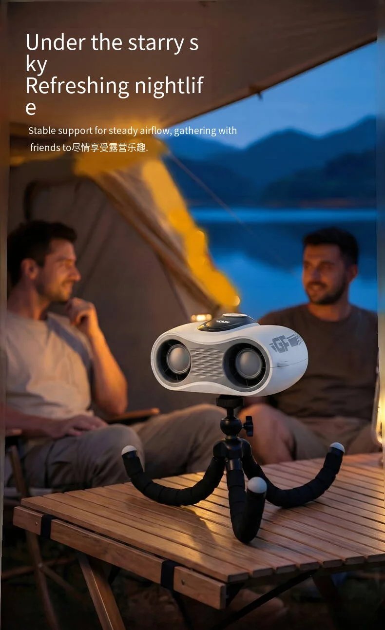 Outdoor High Speed Waist Hanging Fan Dual Air Vents Turbo Neck Fan Dual Head Desktop Fan USB Portable Waist Clip On Cooling Fan