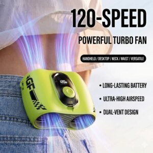 Outdoor High Speed Waist Hanging Fan Dual Air Vents Turbo Neck Fan Dual Head Desktop Fan USB Portable Waist Clip On Cooling Fan