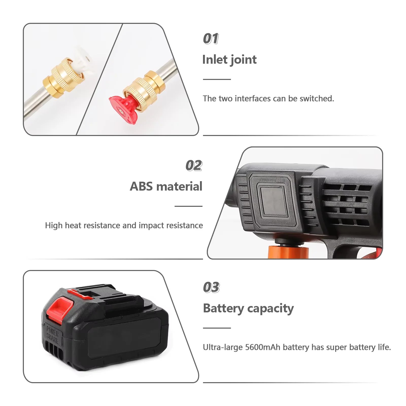 50Bar Cordless High Pressure lever Wash Spray Water Gun Car Wash Pressure W - Imagen 2