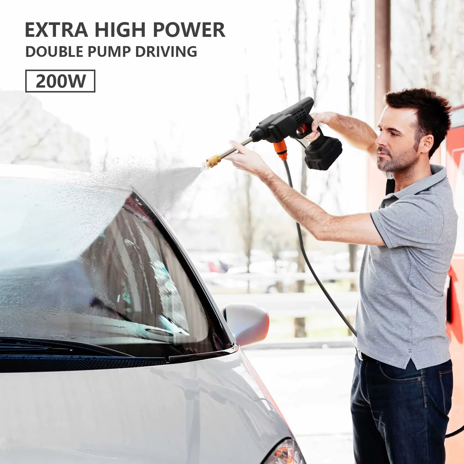 50Bar Cordless High Pressure lever Wash Spray Water Gun Car Wash Pressure W - Imagen 3