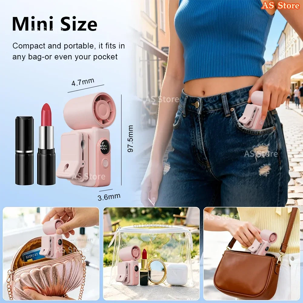 Portable Handheld Fan Mini Clip Fan With Umbrella Holder Function USB Recha - Imagen 5