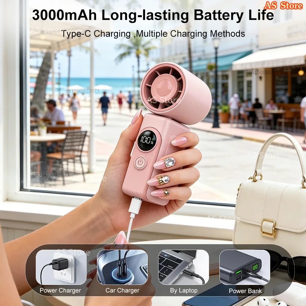 Portable Handheld Fan Mini Clip Fan With Umbrella Holder Function USB Recha - Imagen 4