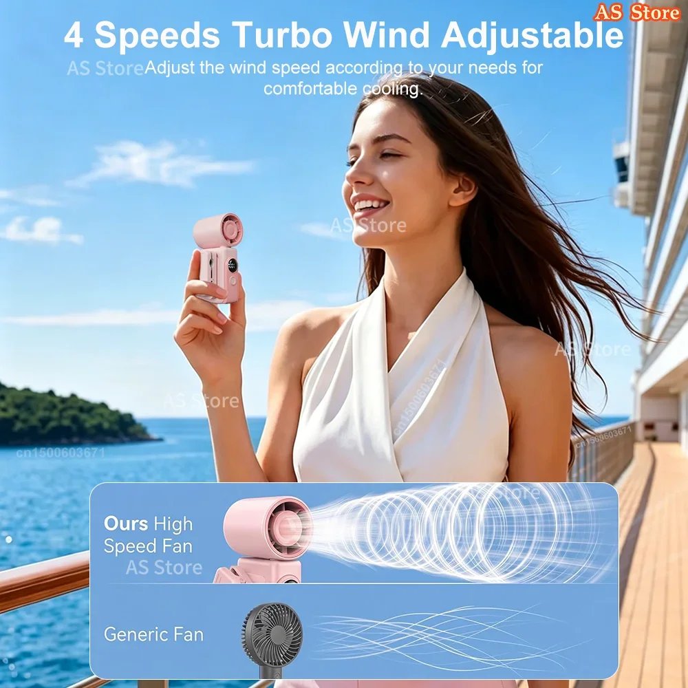 Portable Handheld Fan Mini Clip Fan With Umbrella Holder Function USB Recha - Imagen 2