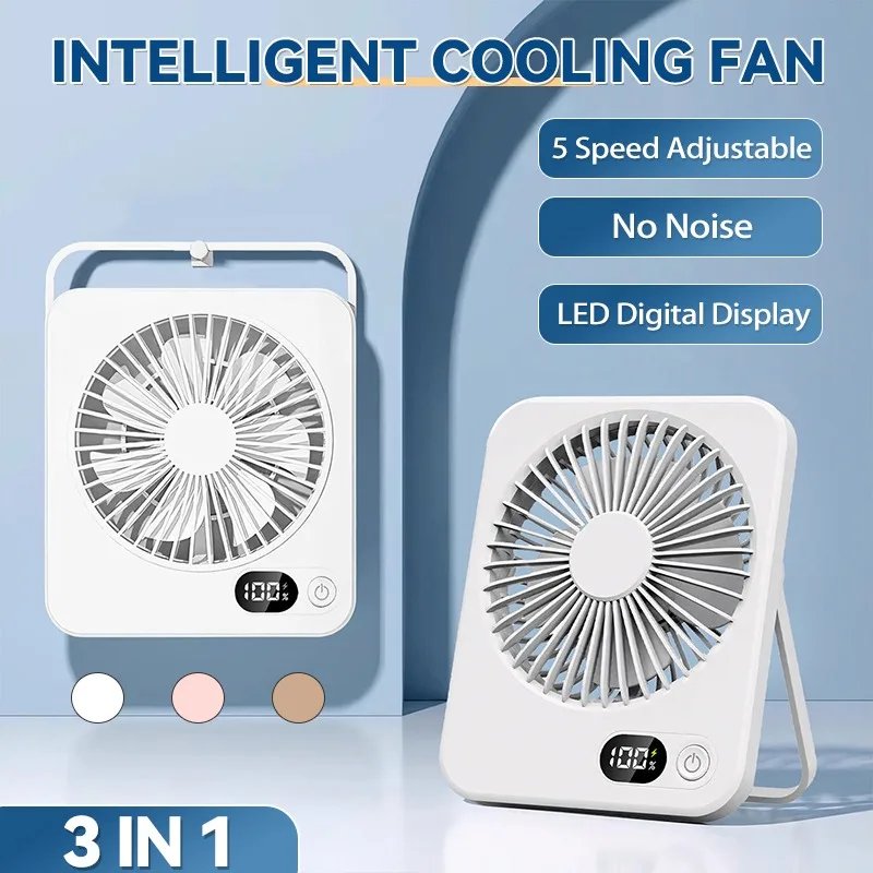 USB Rechargeable Mini Folding Cooling Fan Built — in Power Bank - Imagen 4