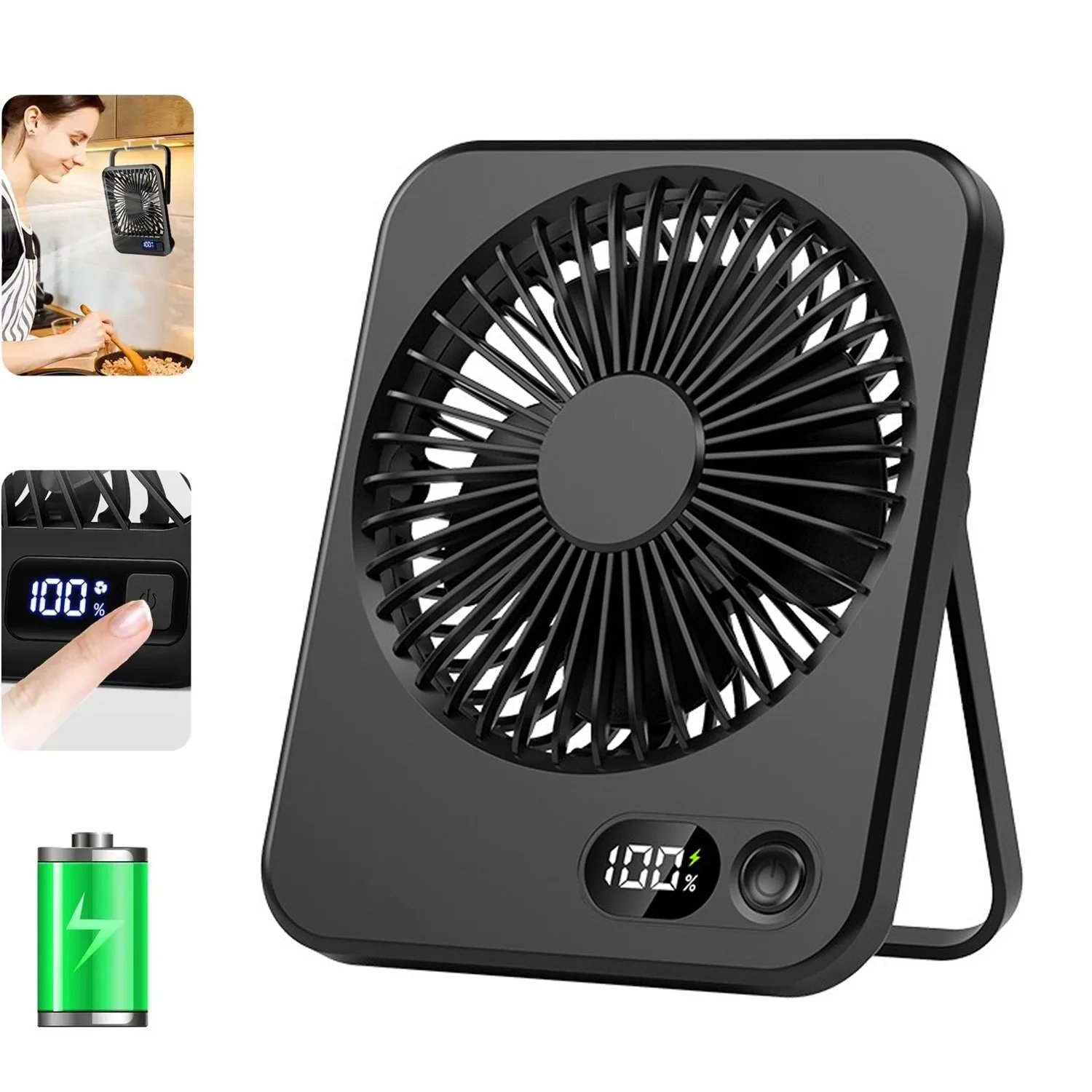 USB Rechargeable Mini Folding Cooling Fan Built — in Power Bank - Imagen 3