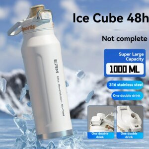 1L Thermos Bottle Stainless Steel Iced And Heat Insulated Cups Hiking Cycli
