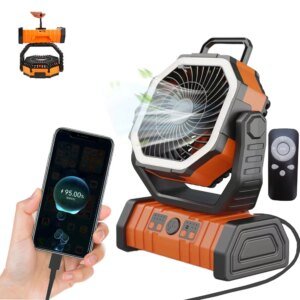 30000mAh Portable Electric LED Fan Light Outdoor camping with hook USB char