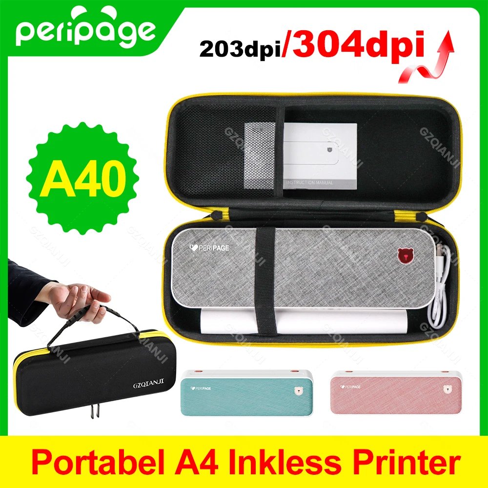 Peripage A40 304dpi Easy Carry Wireless Portable Thermal A4 Printer for Tra