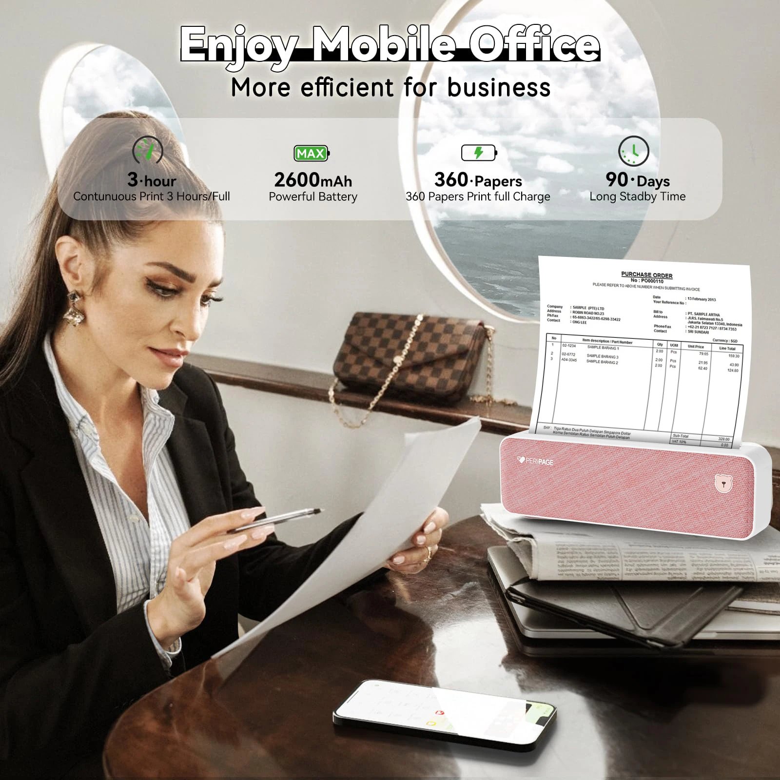 Peripage A40 304dpi Easy Carry Wireless Portable Thermal A4 Printer for Tra - Imagen 6