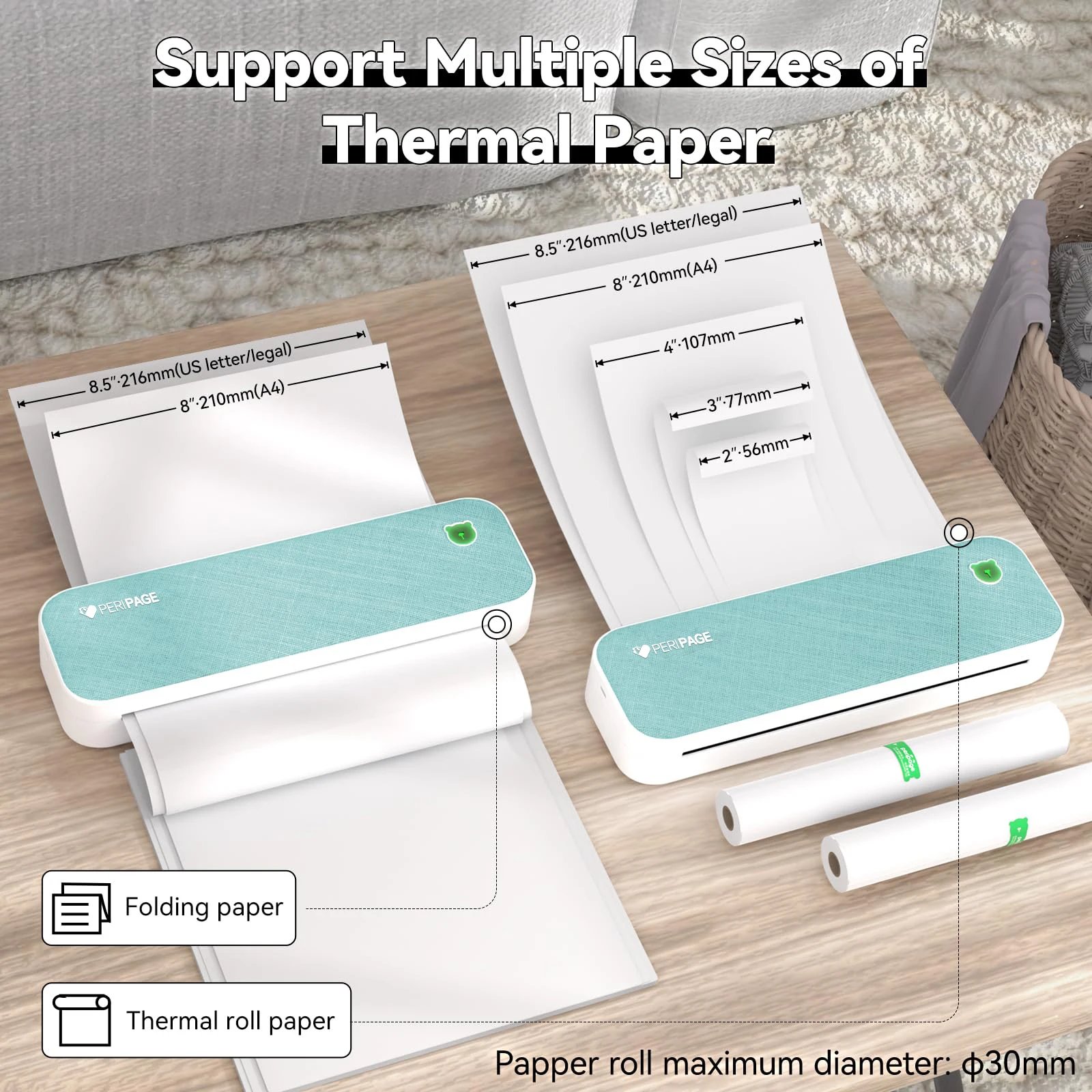 Peripage A40 304dpi Easy Carry Wireless Portable Thermal A4 Printer for Tra - Imagen 3