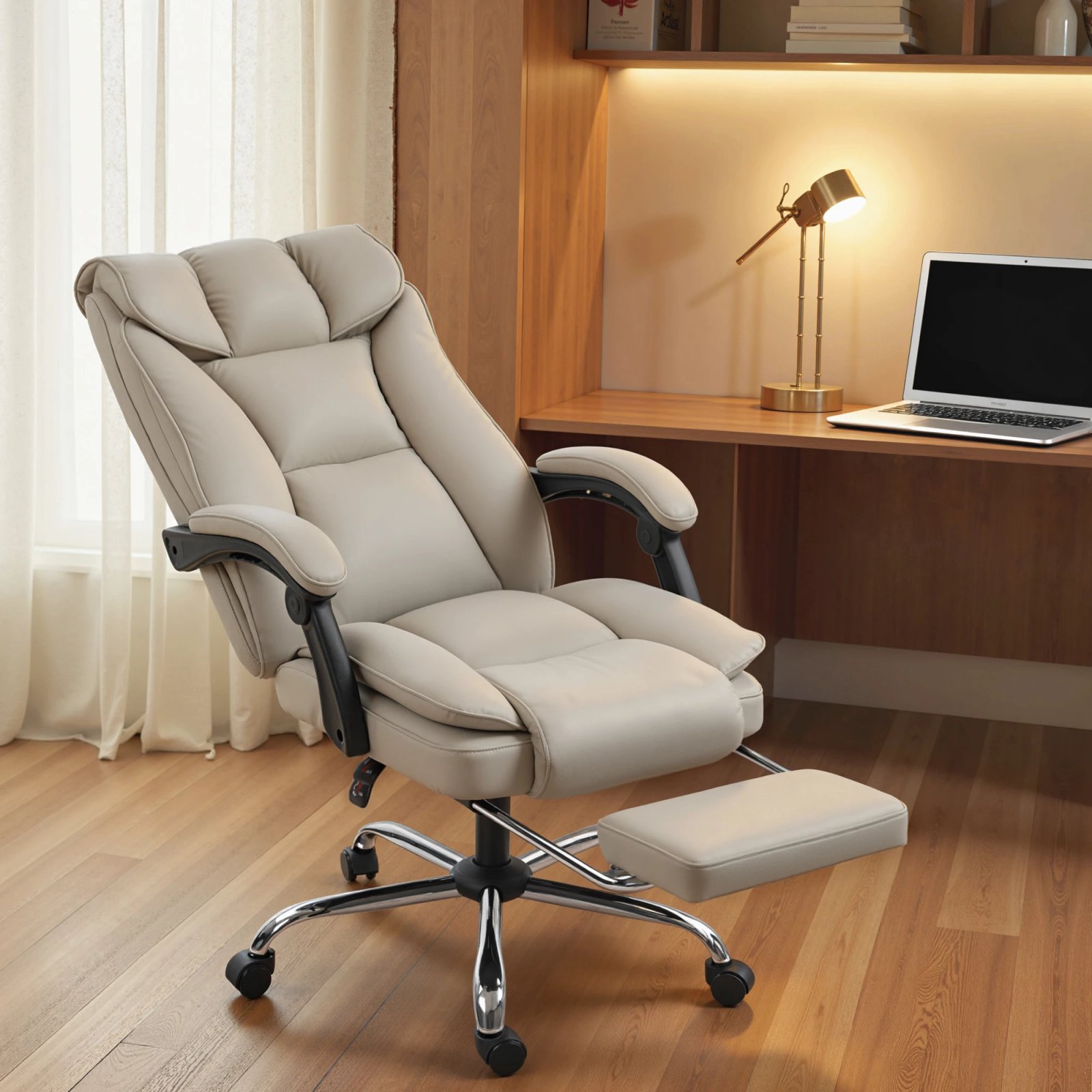 Homcom Desk Chair with Footrest, Reclining and High Backrest - Imagen 2