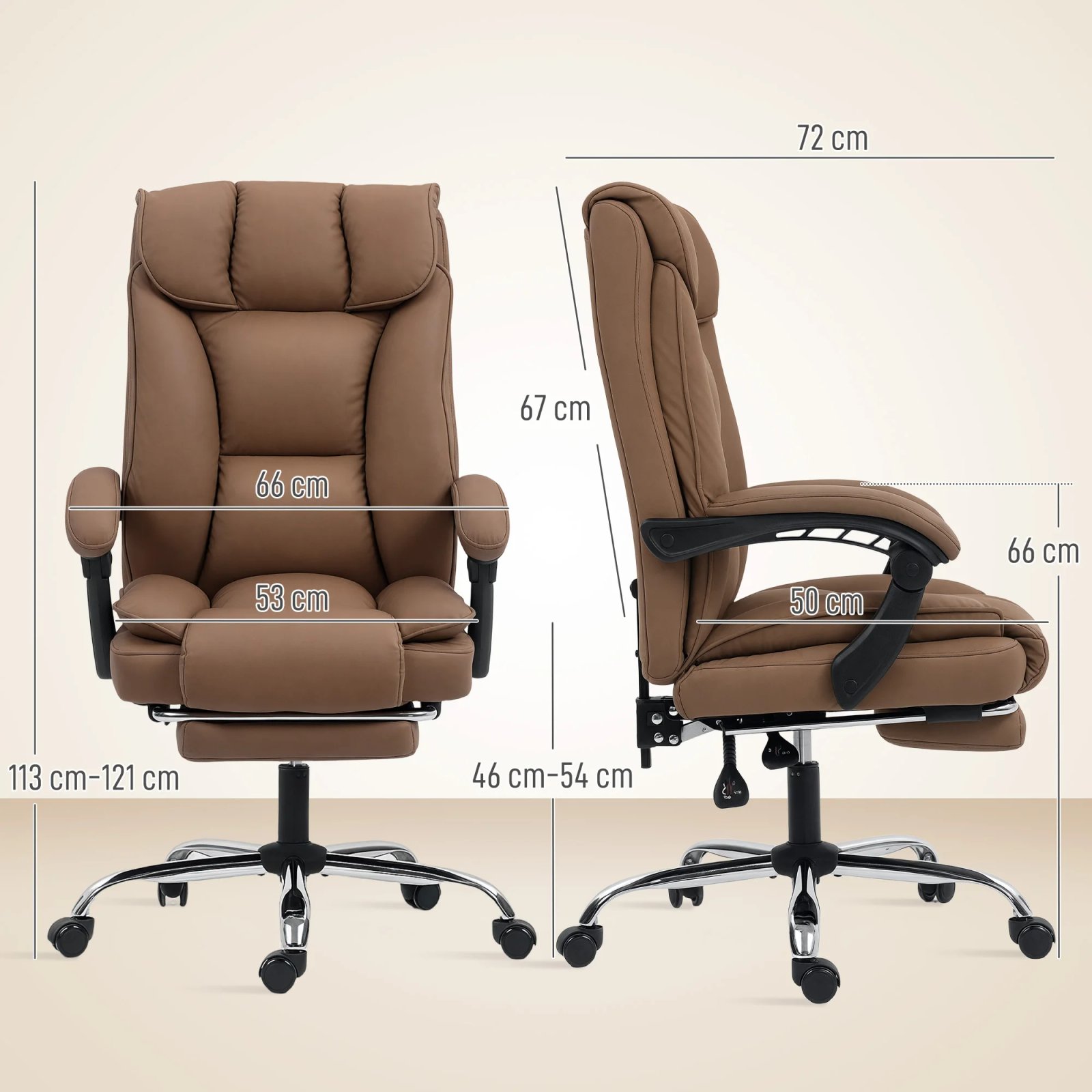 Homcom Desk Chair with Footrest, Reclining and High Backrest - Imagen 3