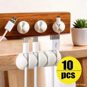 10/1Pcs Self — adhesive Cable Clips Silicone USB Cable Holder Organizer Wir