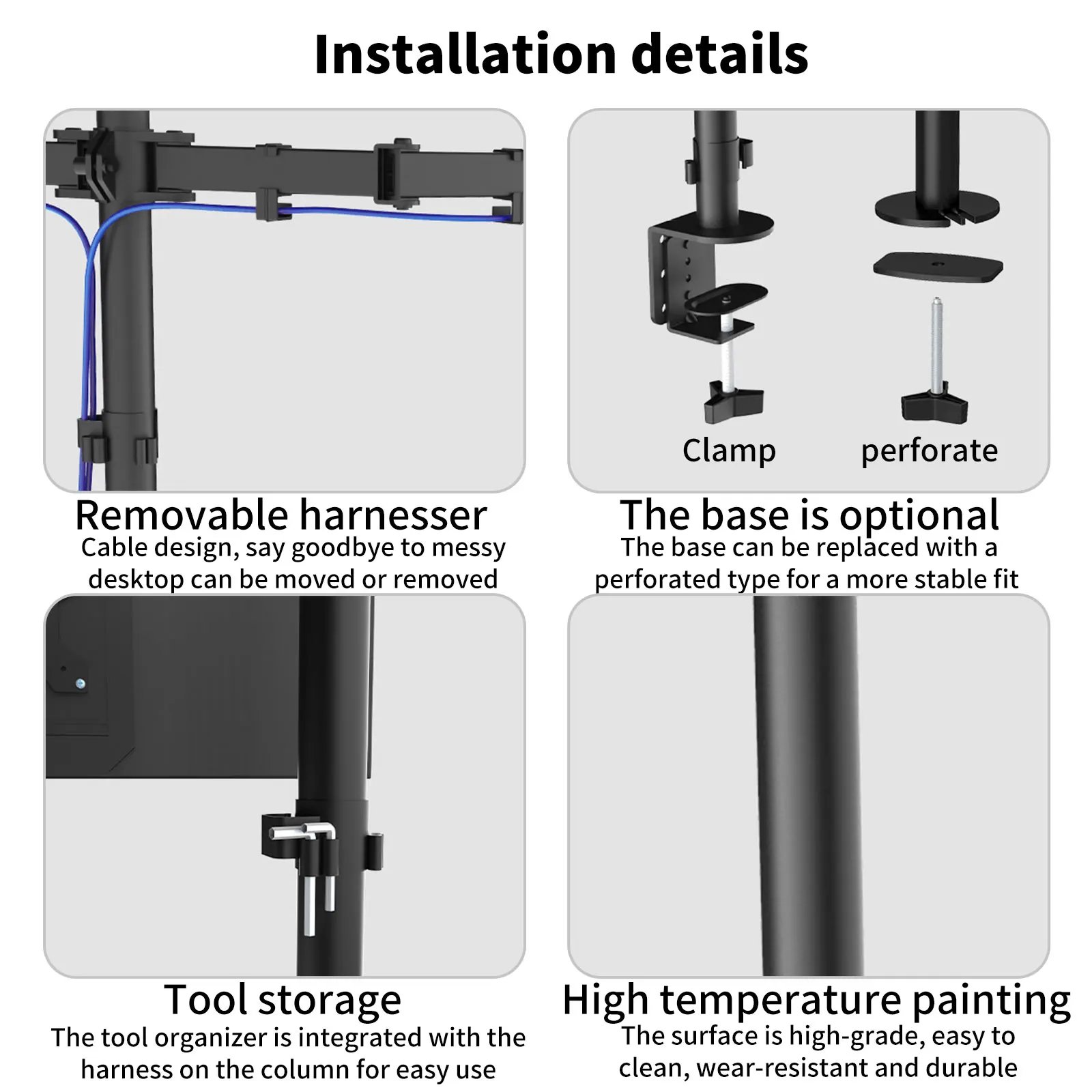 Dual Monitor Up to 27in Screen Dual Arm Monitor Mount with Laptop Arm Flexi - Imagen 6