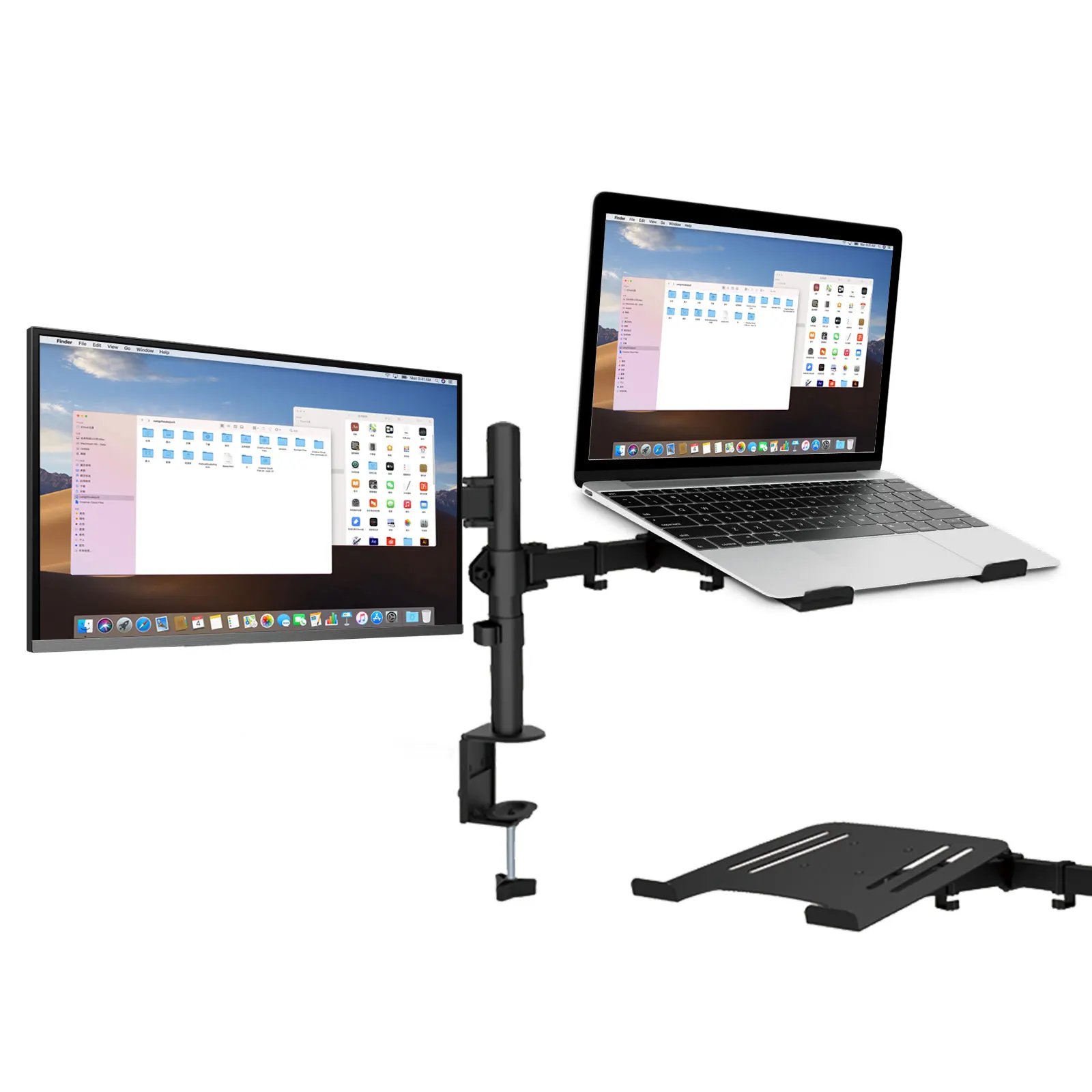 Dual Monitor Up to 27in Screen Dual Arm Monitor Mount with Laptop Arm Flexi