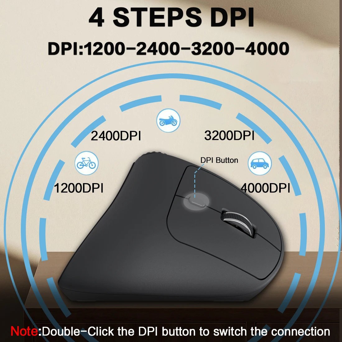 JOMAA Ergonomic Vertical Wireless Mouse 2.4G & — Bluetooth 3 Devices Con - Imagen 3