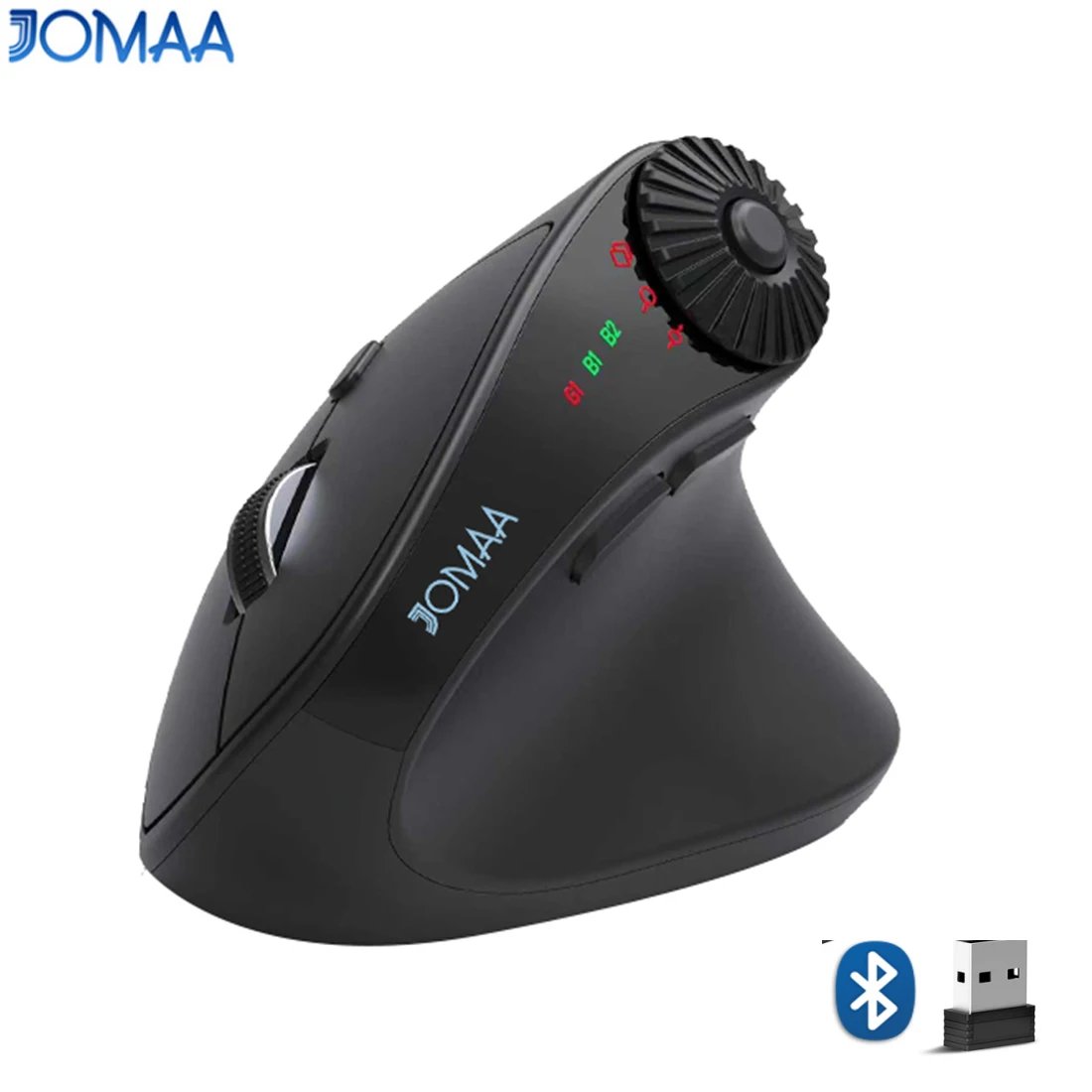 JOMAA Ergonomic Vertical Wireless Mouse 2.4G & — Bluetooth 3 Devices Con