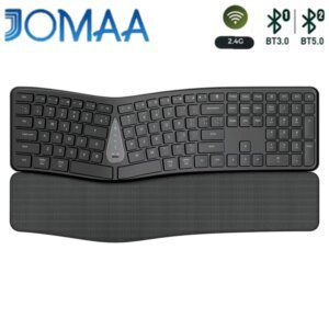 Ergonomic 2.4G Wireless Keyboard Comfortable Natural Typing — Palm Rest