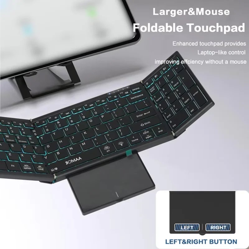 JOMAA Full Size Backlit Folding Keyboard Wireless 2.4G & — Bluetooth Rec - Imagen 4