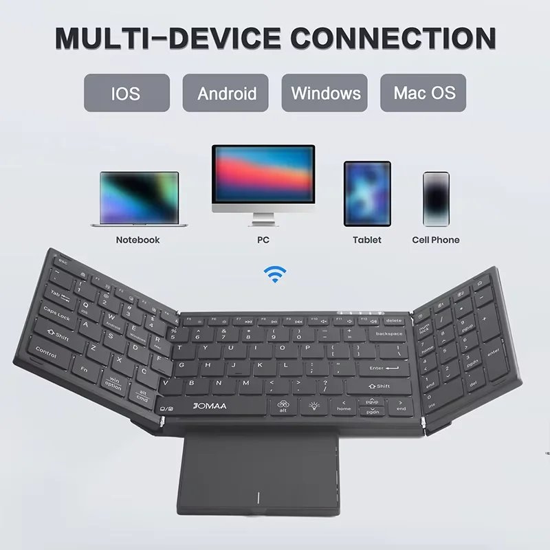 JOMAA Full Size Backlit Folding Keyboard Wireless 2.4G & — Bluetooth Rec - Imagen 2