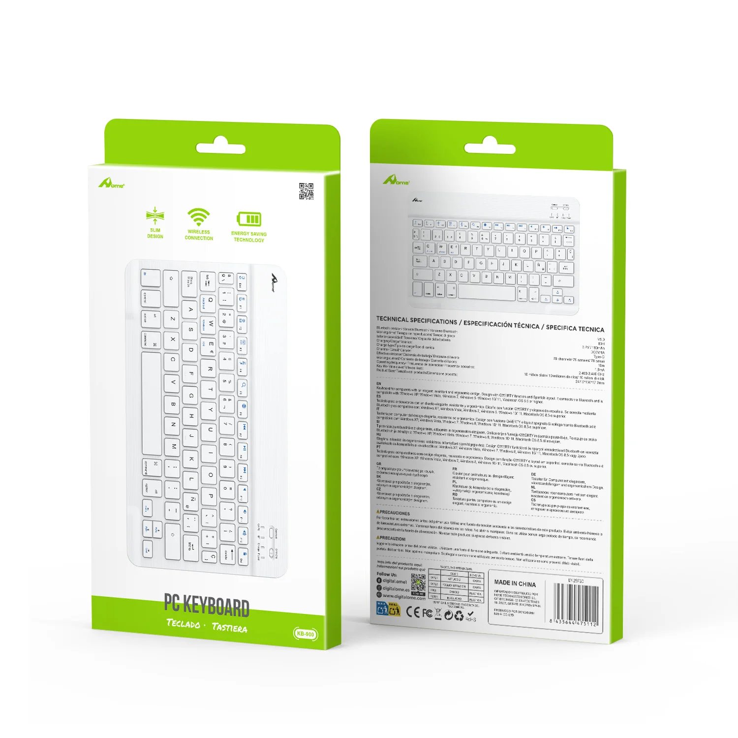 White Rechargeable Bluetooth Wireless Keyboard