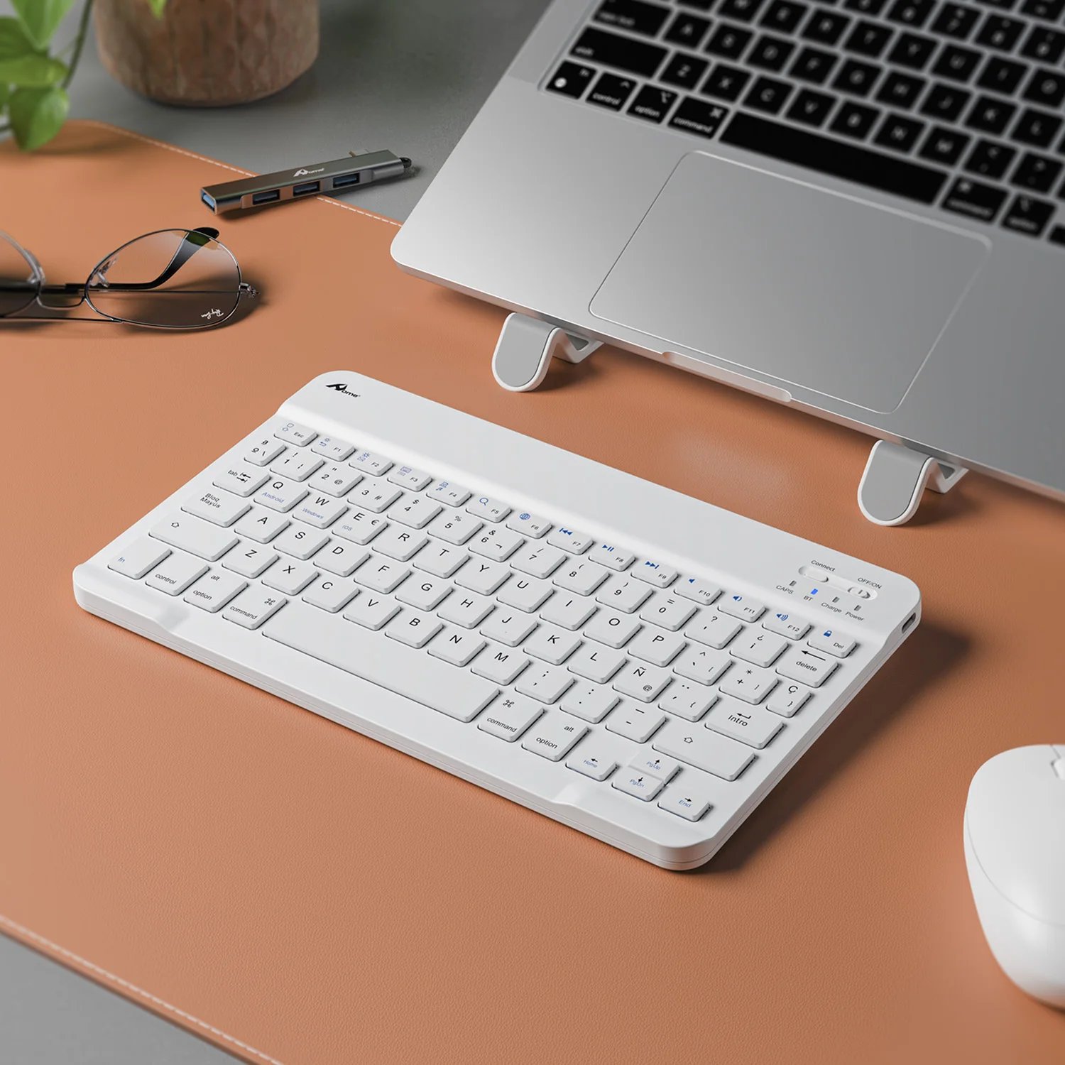 White Rechargeable Bluetooth Wireless Keyboard