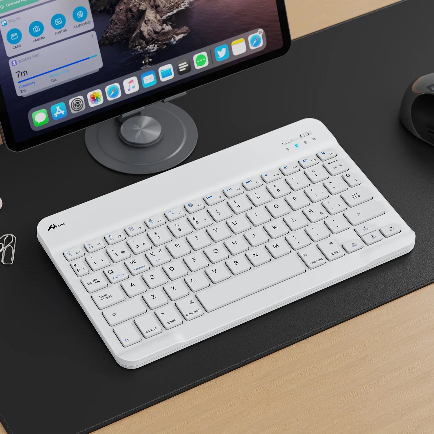 White Rechargeable Bluetooth Wireless Keyboard