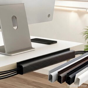 1pc 40cm/15.75inch Under Desk Cable Management Tray PVC Power Wire Hider St
