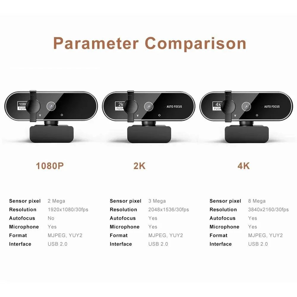 4K Webcam Video Camera 2K Autofocus Streaming Web Cam With Microphone Full - Imagen 3