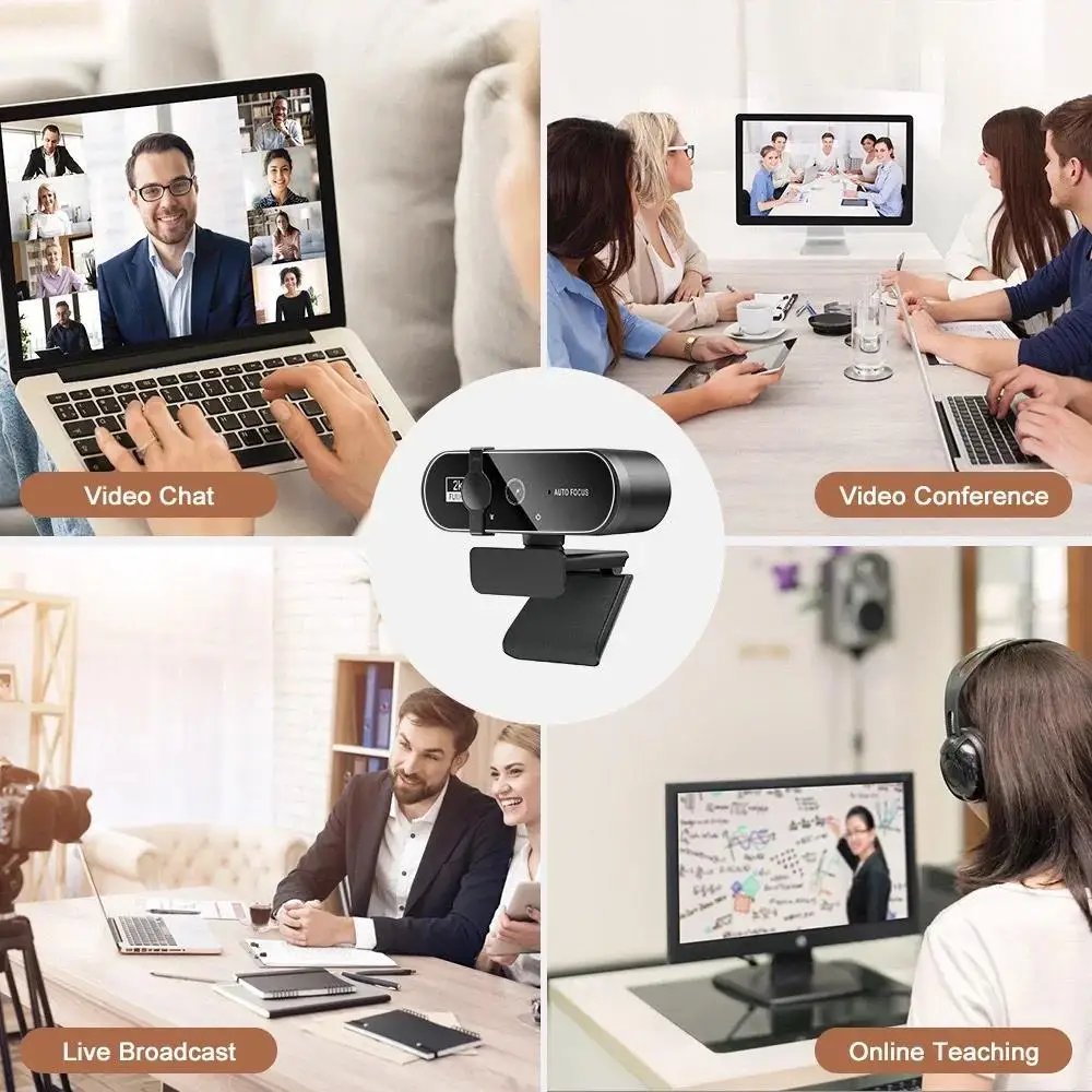 4K Webcam Video Camera 2K Autofocus Streaming Web Cam With Microphone Full - Imagen 2