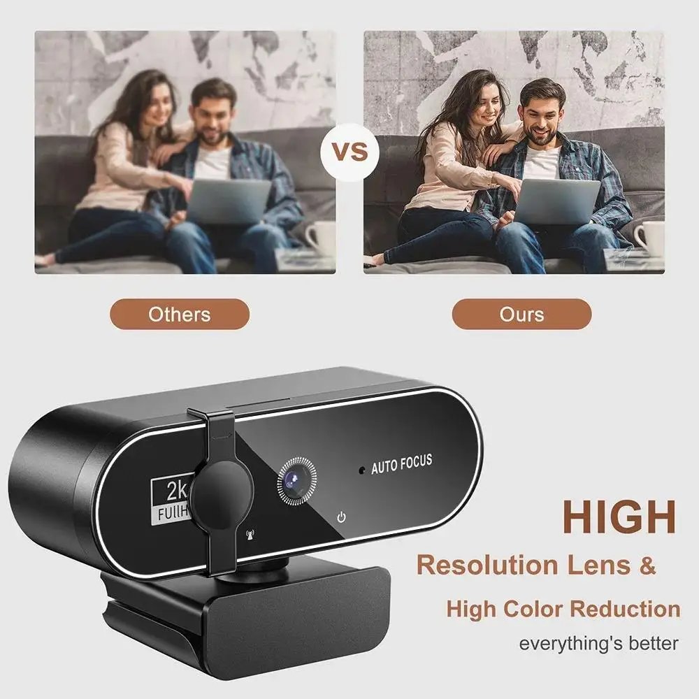 4K Webcam Video Camera 2K Autofocus Streaming Web Cam With Microphone Full - Imagen 6