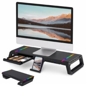 Foldable Computer Monitor Stand Riser Ergonomic Laptop Support Desk with 1